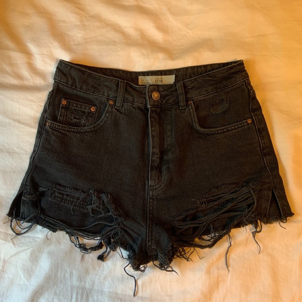 Topshop moto mom ripped jean shorts